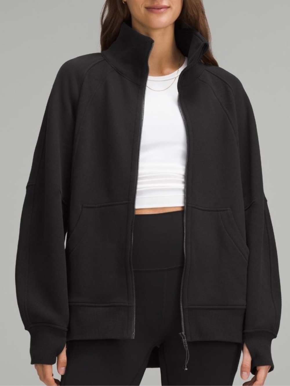 Lululemon Scuba Oversized Funnel-Neck Full Zip Sweatshirt Black Size M/L